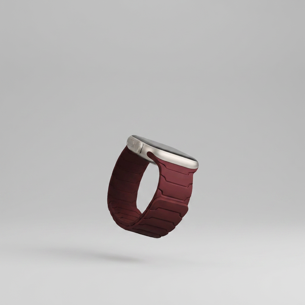 Apple Watch Magnetloop Armband Burgunderrot Panzer-Design