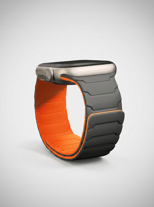 Magnetloop Armband Grau/Orange – Panzer-Design